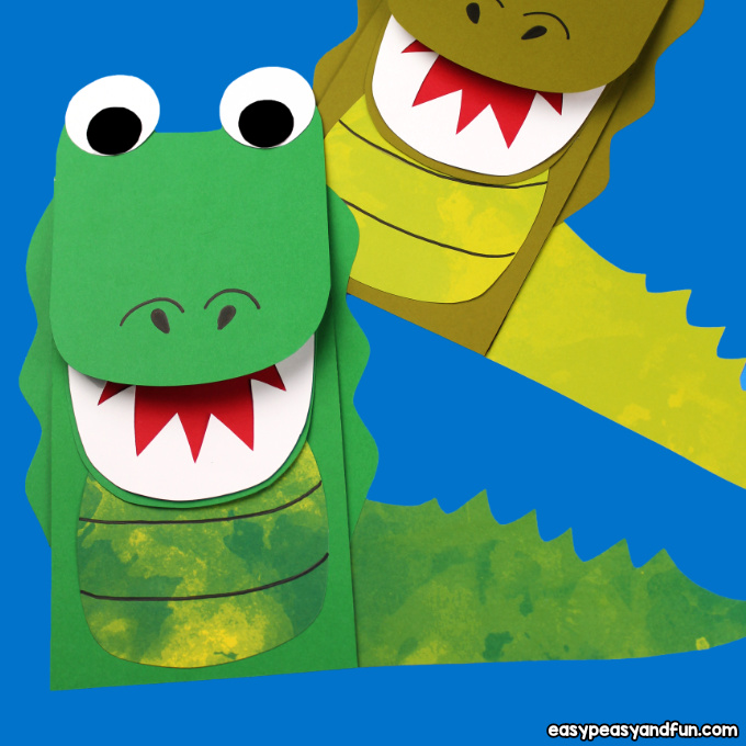 Paper Bag Puppet Crocodile Craft for Kids