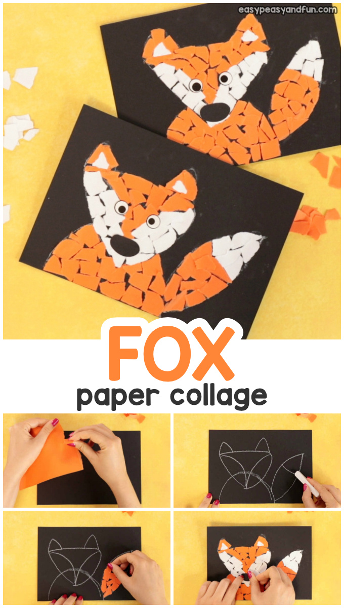 Paper Collage Fox Craft for Kids