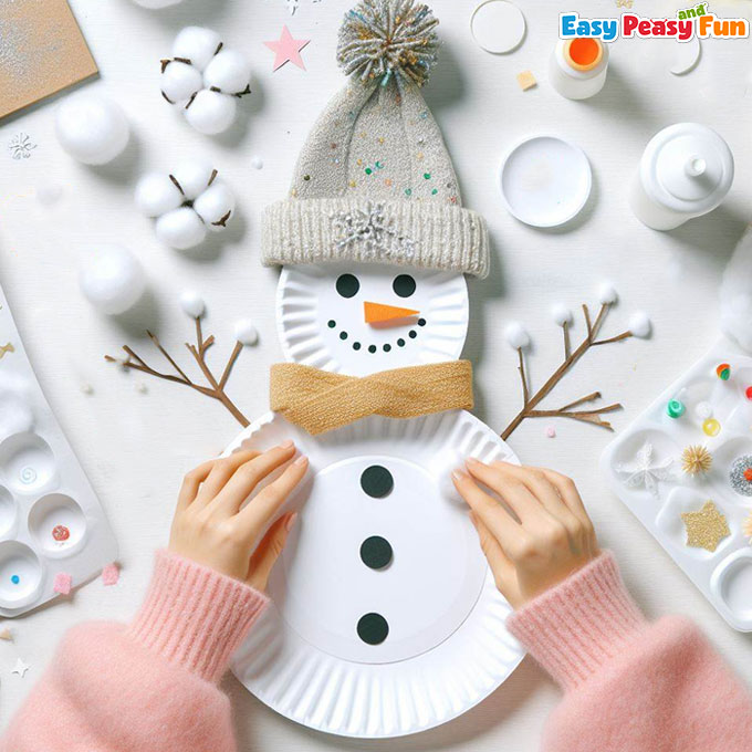 Paper plate snowman craft