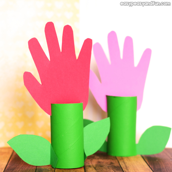 Paper Roll Handprint Flowers