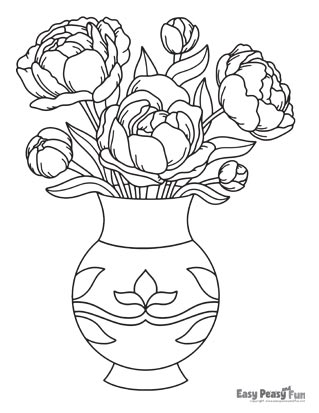 Peony Flowers Coloring Sheet