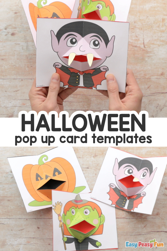 Halloween Pop Up Card Templates - Make a witch, a vampire and a pumpkin