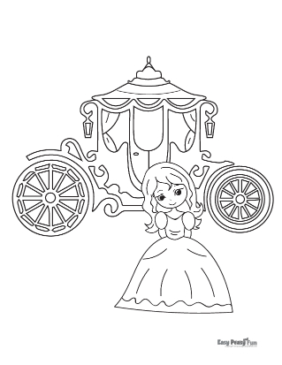 Princess and Carriage Coloring Pages