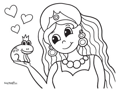 Princess and A Frog Coloring Page