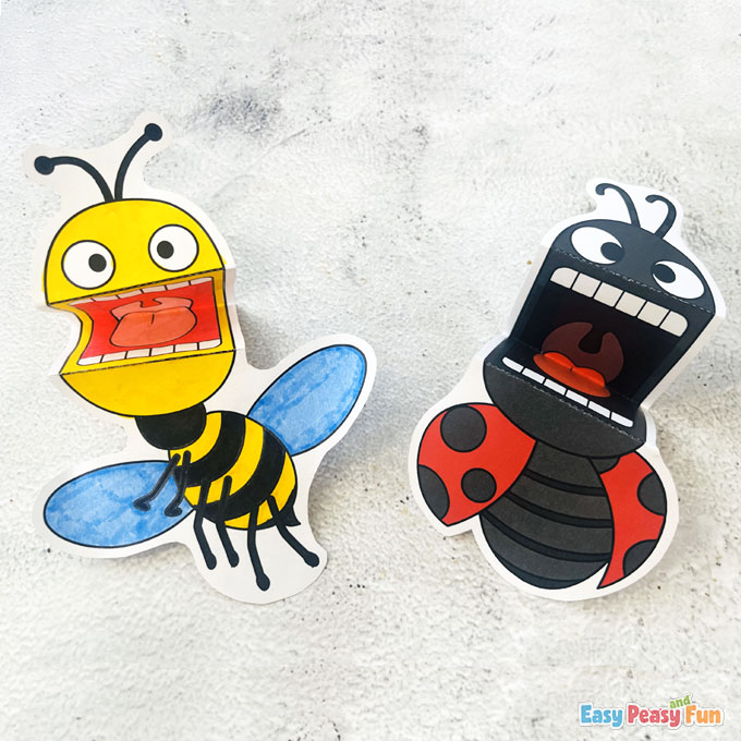 Printable Bug Puppets Bee Ladybug