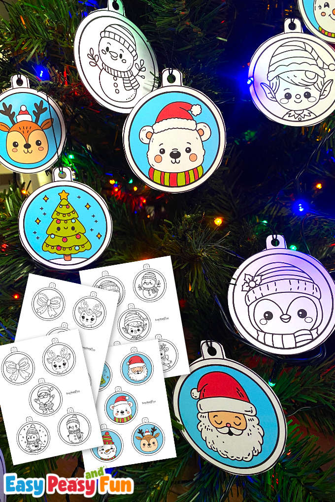 Printable Christmas Baubles to Color for Kids