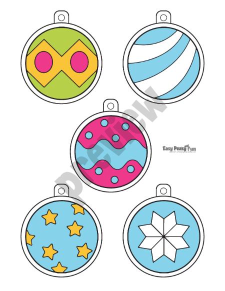 Christmas baubles printable PDF