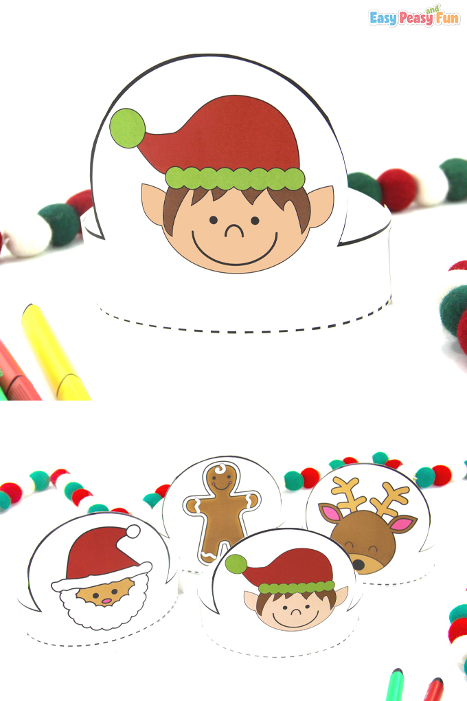 Printable Paper Christmas Hats Craft