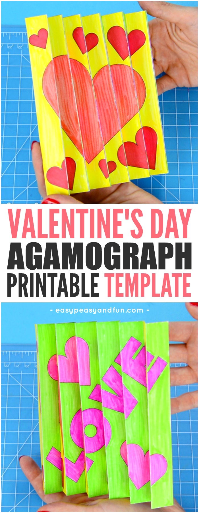 Printable Valentine's Day Agamograph Template Craft for Kids to Make #Valentine'sdaycraftforkids #craftsforkids #craftswithtemplate 