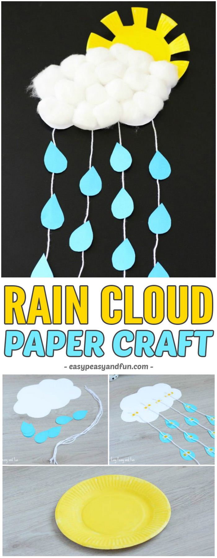 Rain Cloud Paper Craft for Kids to Make #craftsforkids #papercrafts #activitiesforkids