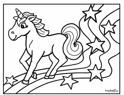 Rainbow Unicorn Coloring Page