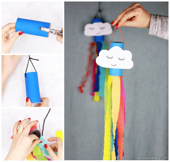 Rainbow Windsock Toilet Paper Roll Craft for Kids