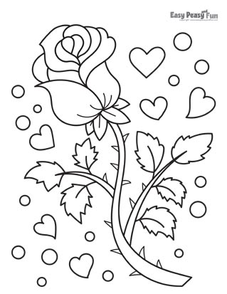 Flowers Coloring Pages - Red Rose