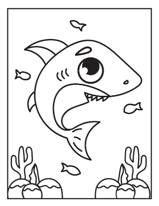 Shark and Fish Coloring Page