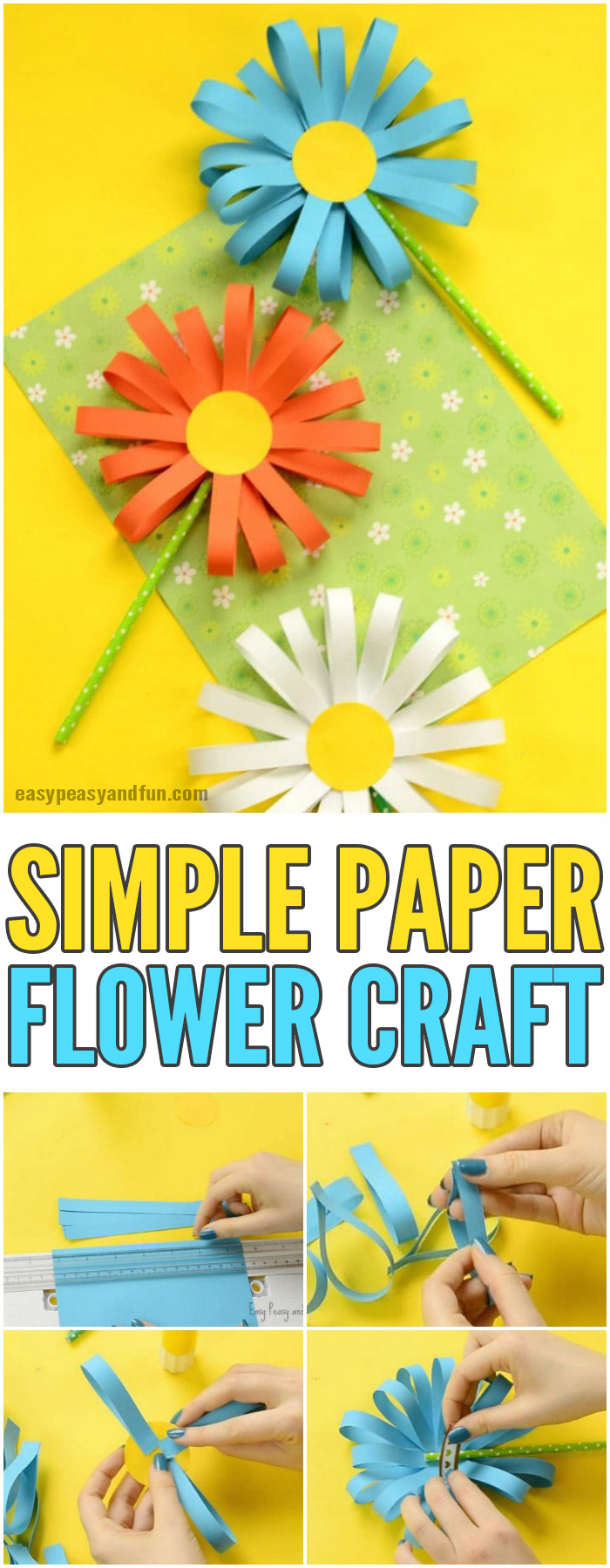 Simple Paper Flower Craft for KIds #craftsforkids #activitiesforkids #papercrafts