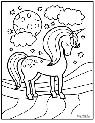 Sleeping Unicorn Coloring Page