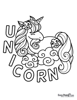 Sleeping Unicorn Coloring Sheet