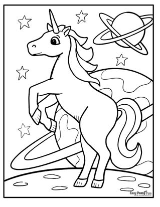 Space Unicorn Coloring Page