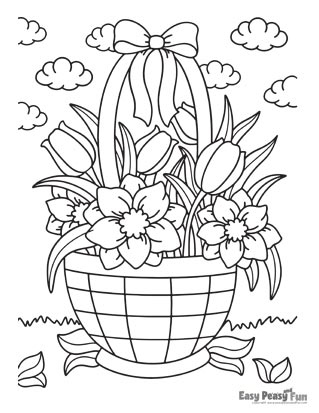 Flowers Coloring Pages - Flower Basket