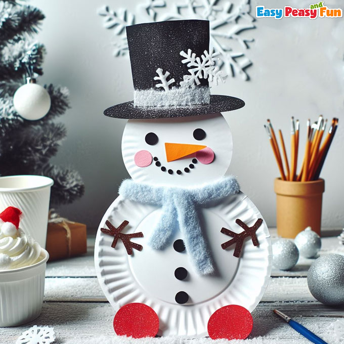 Paper plate snowman craft
