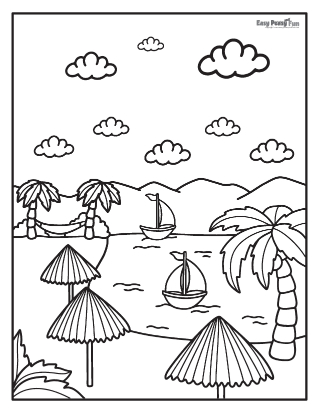 Beautiful Seaside Coloring Page