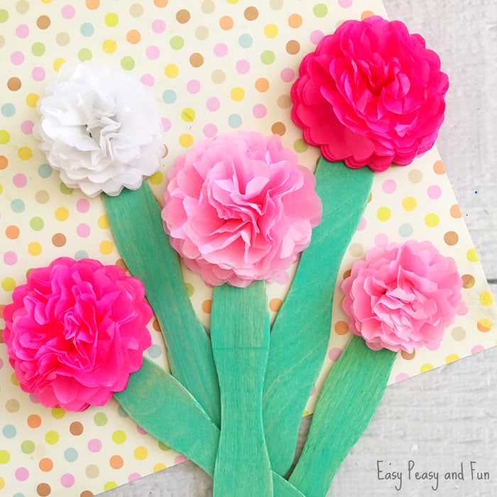 Tissue Paper Flower Craft for Kids