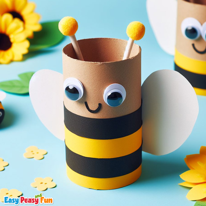 Toilet paper roll bee craft