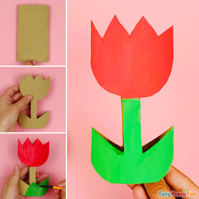 Toilet Paper Roll Flowers Craft Idea