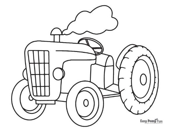 Easy tractor picture for coloring.