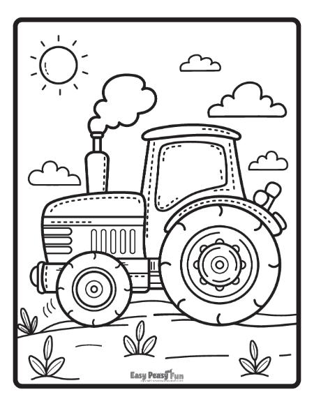 Tractor coloring page for kids.