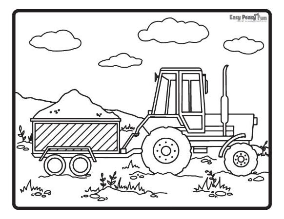 Illustration of a tractor working on a field.