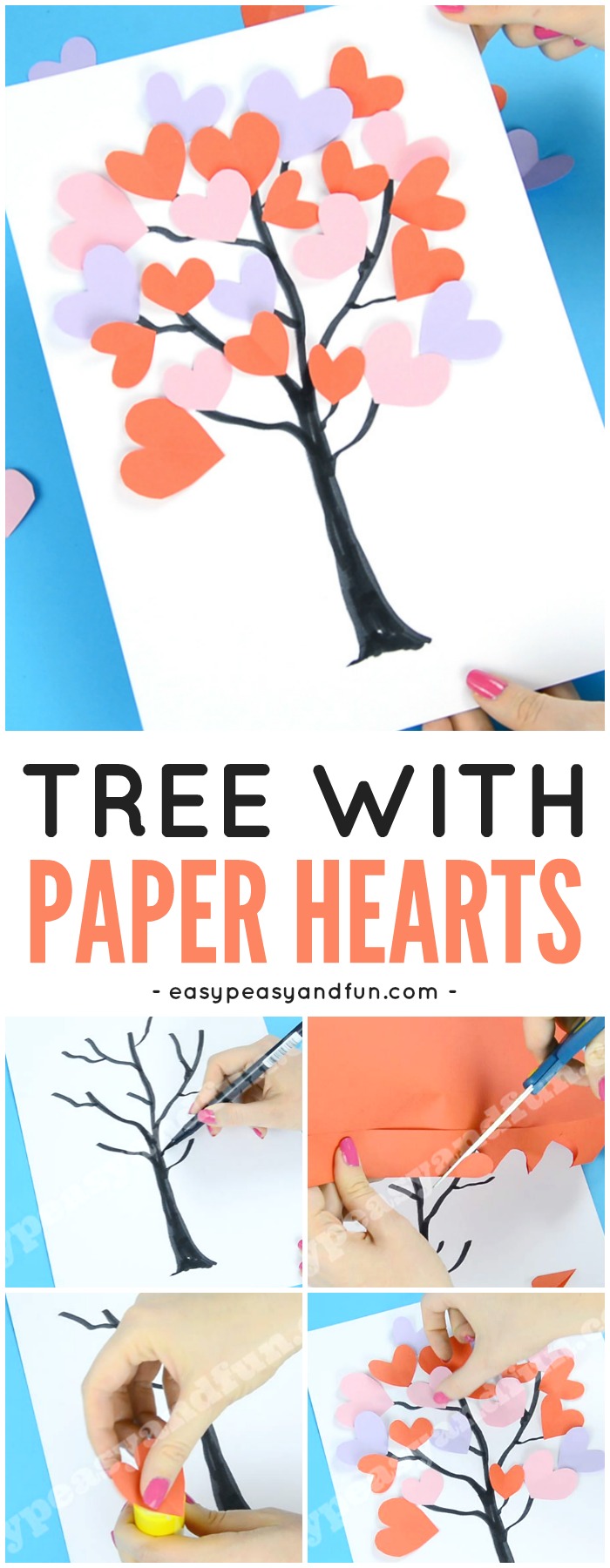 Tree With Paper Hearts Art Valentine's day Craft for Kids #Valentinesdaycraftsforkids #heartcraftsforkids #craftsforkids