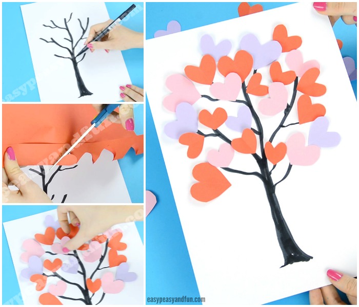 Tree With Paper Hearts Craft for Kids to Make