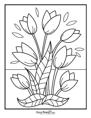 Flower Coloring Pages - Tulips