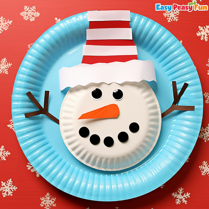 Cute paper plate snowman craft