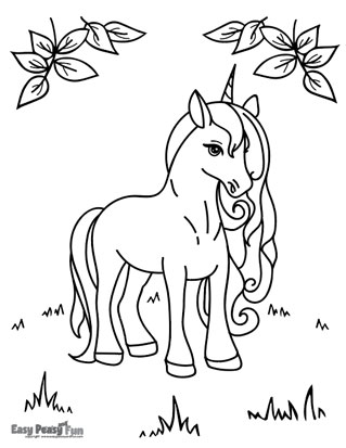 Unicorn in Nature Coloring Sheet