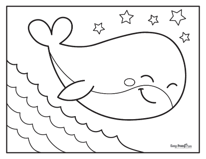 Happy Whale Coloring Page