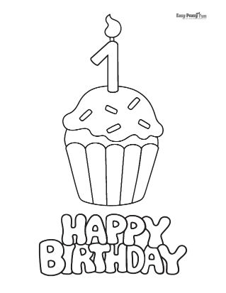 Happy 1st Birthday Coloring Page