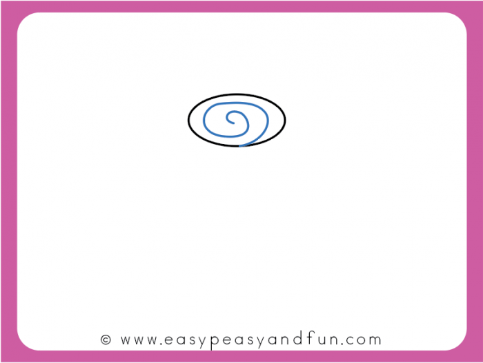 Draw a spiral inside the oval