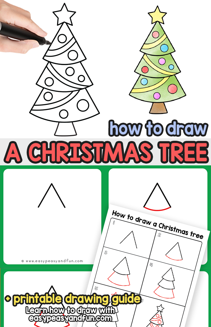 How to Draw a Christmas Tree Step by Step Tutorial. Super easy Christmas tree drawing tutorial for all ages.
