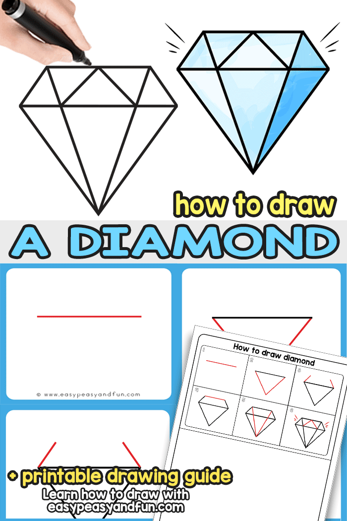 How to Draw a Diamond - Step by Step diamond drawing instructions. Learn how to draw a perfect diamond in no time with our super easy tutorial. Suitable for all ages - kids and grown ups alike.