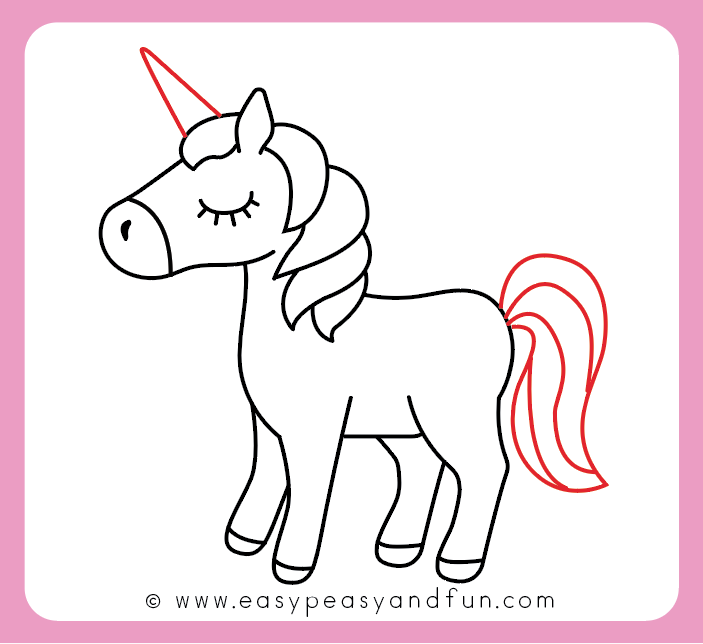 Turn the horse into an unicorn drawing